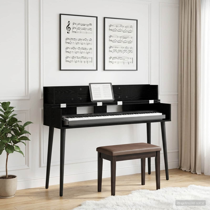 Birou de studio Stejar Negru 110 x 40 x 19,5 cm Lemn prelucrat