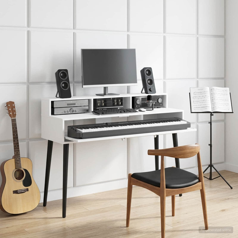 Birou de studio Alb 152 x 42,5 x 36 cm Lemn prelucrat