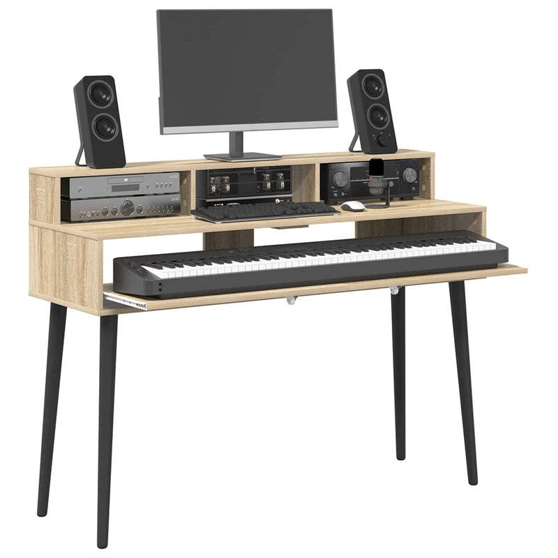 Birou de studio Stejar Sonoma 130 x 42,5 x 36 cm Lemn prelucrat