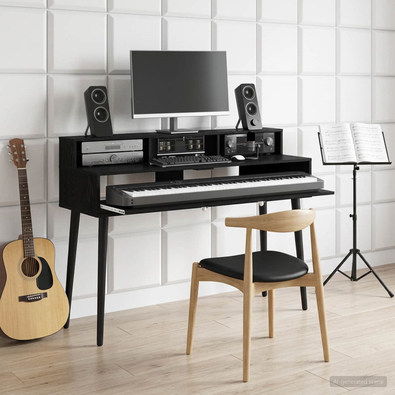 Birou de studio Stejar Negru 110 x 42,5 x 36 cm Lemn prelucrat