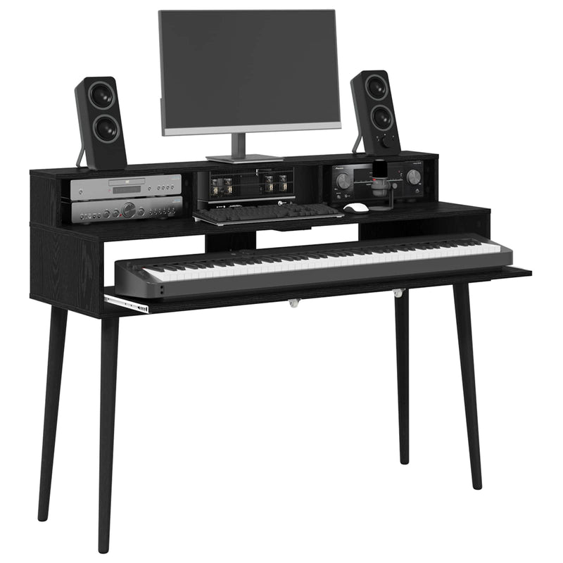 Birou de studio Stejar Negru 110 x 42,5 x 36 cm Lemn prelucrat