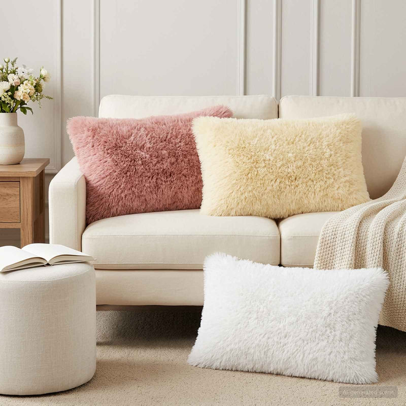 Husă pentru pernă 2 pcs HEERLEN Crem 50 x 70 cm Fleece PV