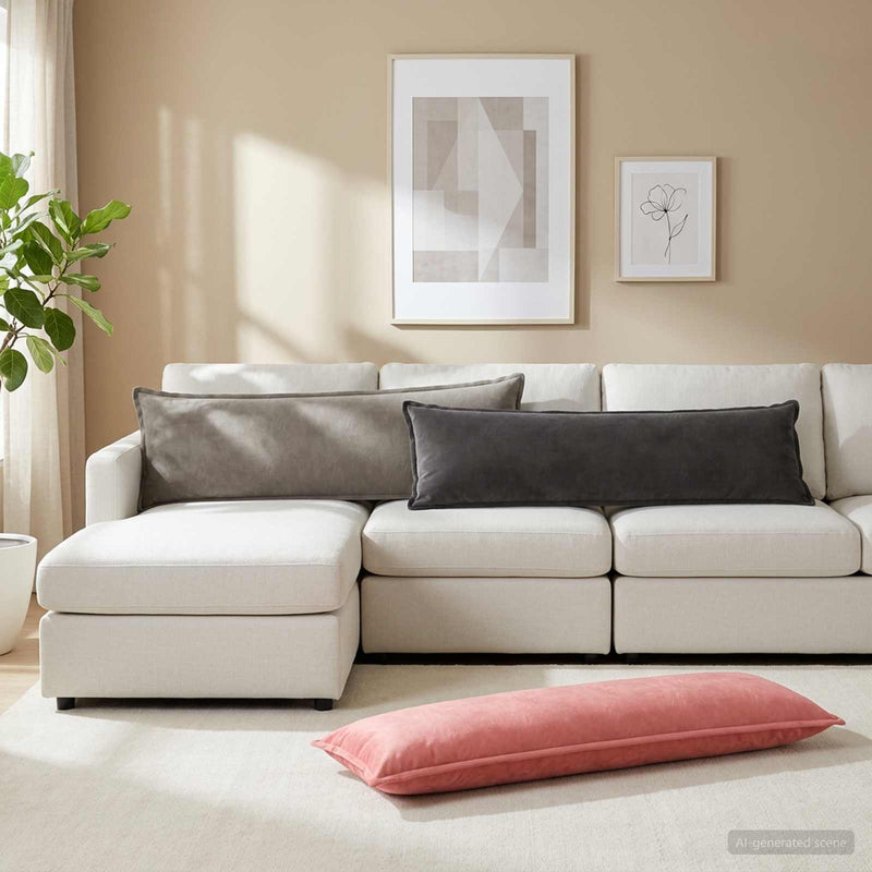 Husă pentru pernă HOUTEN Gri deschis 40 x 145 cm Catifea