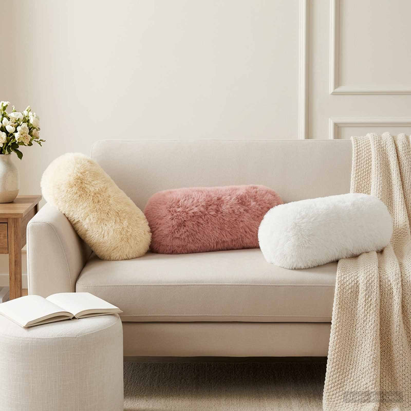Husă pentru pernă 2 pcs HEERLEN Crem Ø 15 x 40 cm Fleece PV