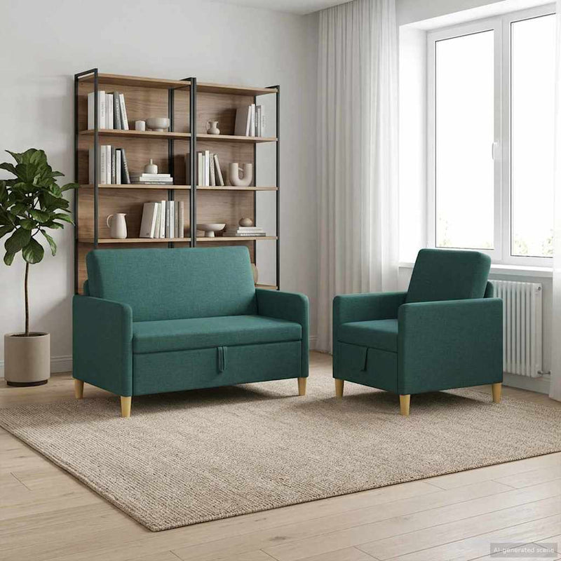 Set de canapea cu spațiu de depozitare 2 buc. Verde închis