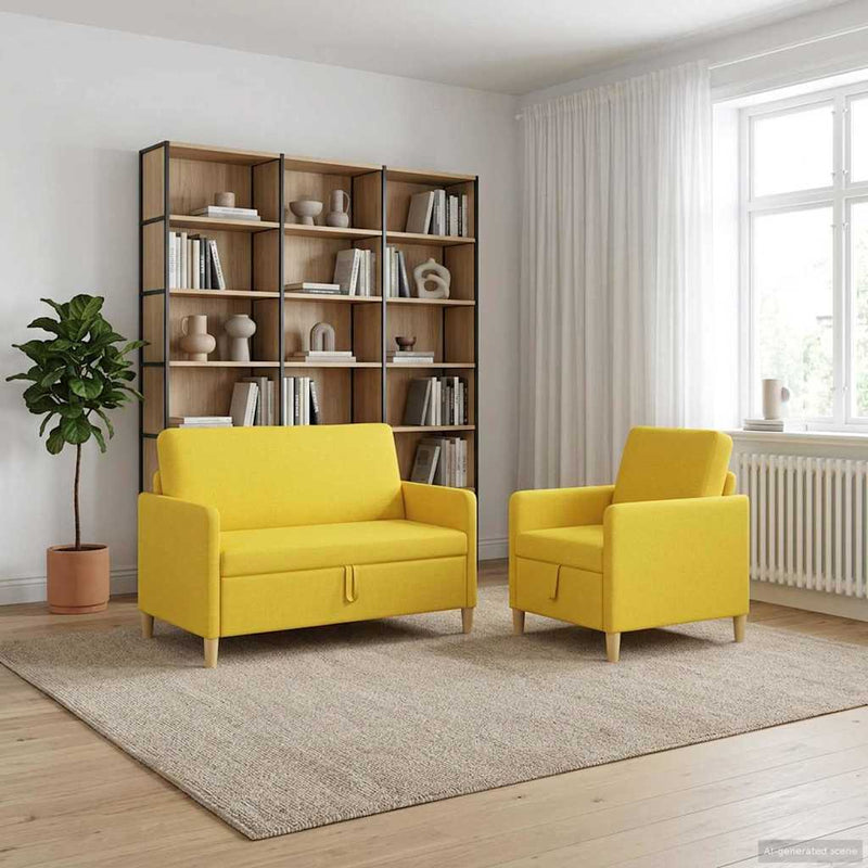 Set de canapea cu spațiu de depozitare 2 buc. Galben Deschis