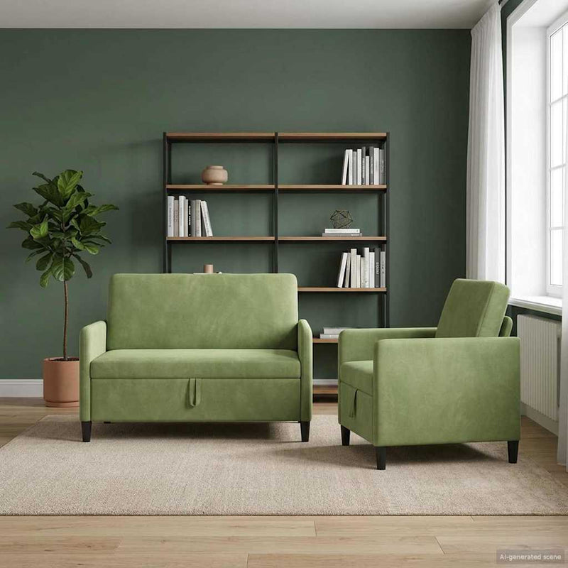 Set de canapea cu spațiu de depozitare 2 buc. Verde deschis
