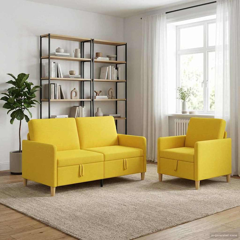 Set de canapea cu spațiu de depozitare 2 buc. Galben Deschis
