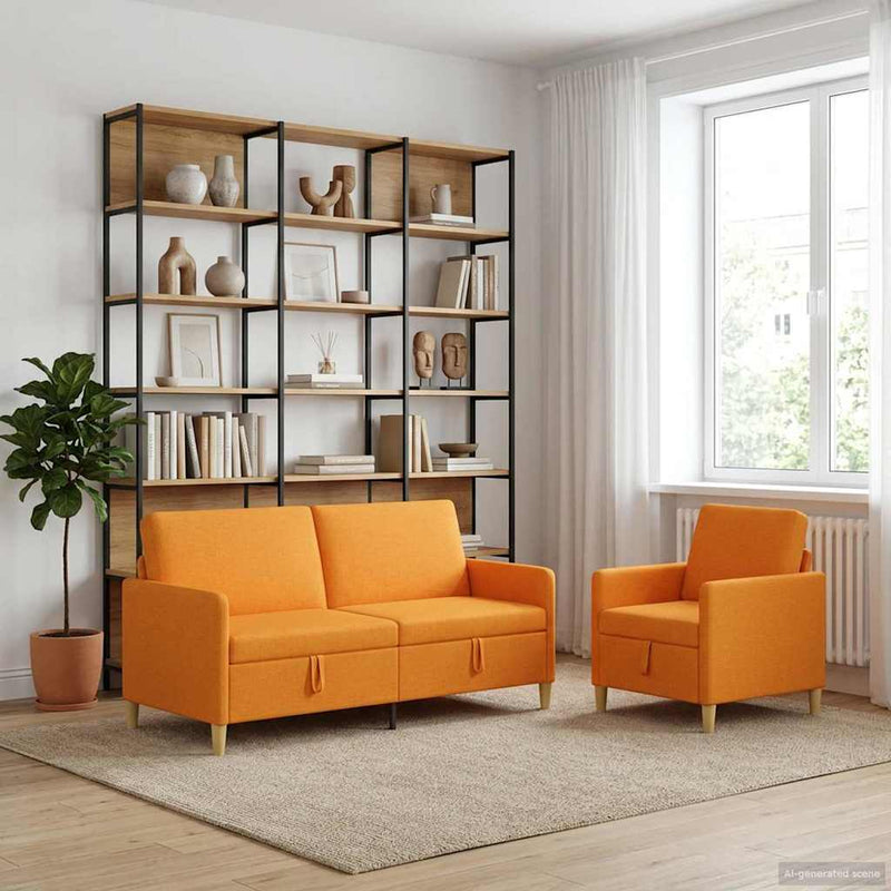 Set de canapea cu spațiu de depozitare 2 buc. Galben Întunecat