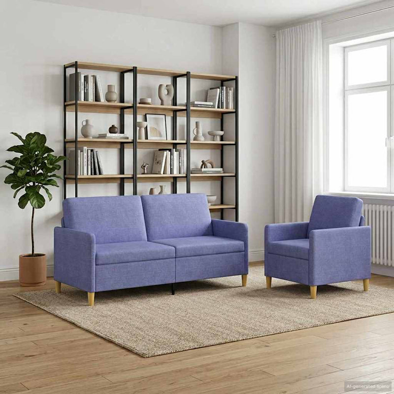 Set de canapea cu spațiu de depozitare 2 buc. Albastru Jeans