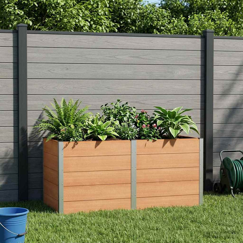 Strat înălțat de grădină Maro 200 x 100 x 91 cm WPC și Aluminiu
