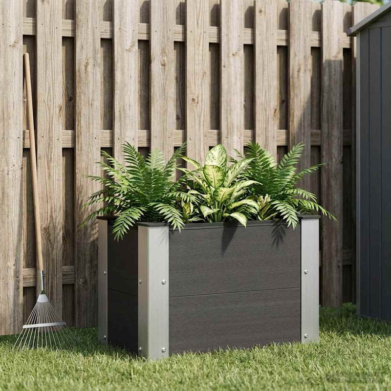 Strat înălțat de grădină Negru 50 x 30 x 36 cm WPC și Aluminiu