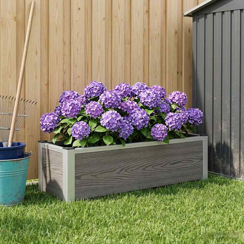 Strat înălțat de grădină Gri 100 x 30 x 22 cm WPC și Aluminiu
