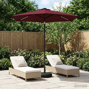 Parasol de grădină cu lumini LED și bază 230 x 230 cm Poliester