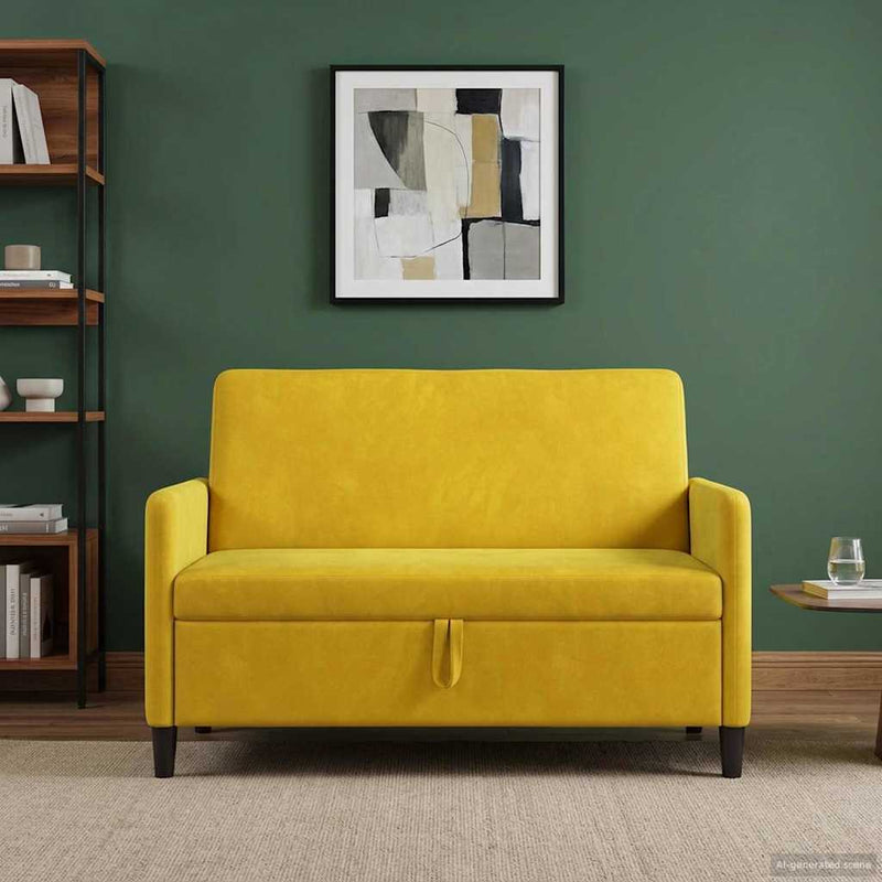 Sofa cu Spațiu de Depozitare Galben 122 x 78 x 87 cm Poliester