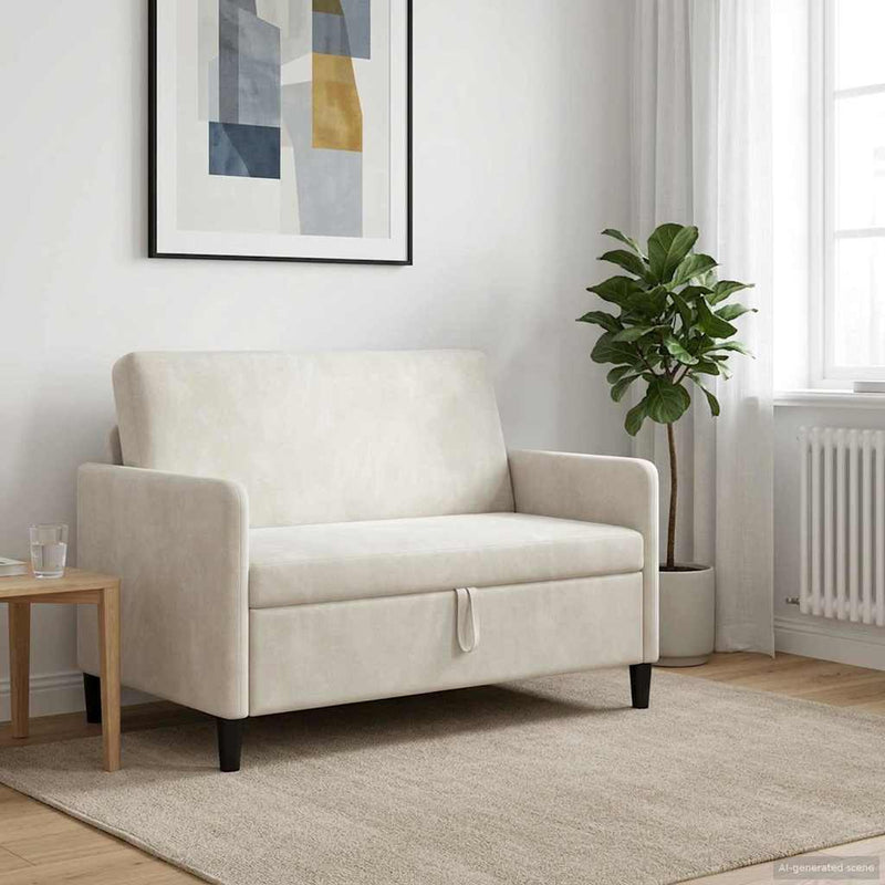Sofa cu Spațiu de Depozitare Crem 122 x 78 x 87 cm Poliester