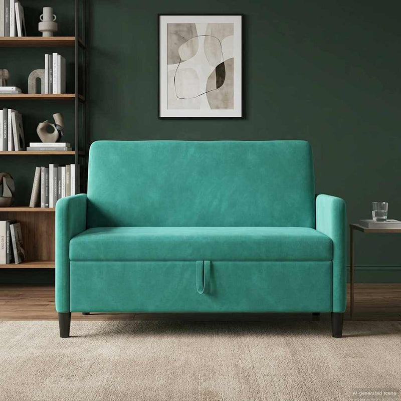 Sofa cu Spațiu de Depozitare Turcoaz 122 x 78 x 87 cm Poliester