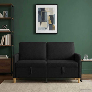 Sofa cu Spațiu de Depozitare Negru 152 x 78 x 87 cm Poliester