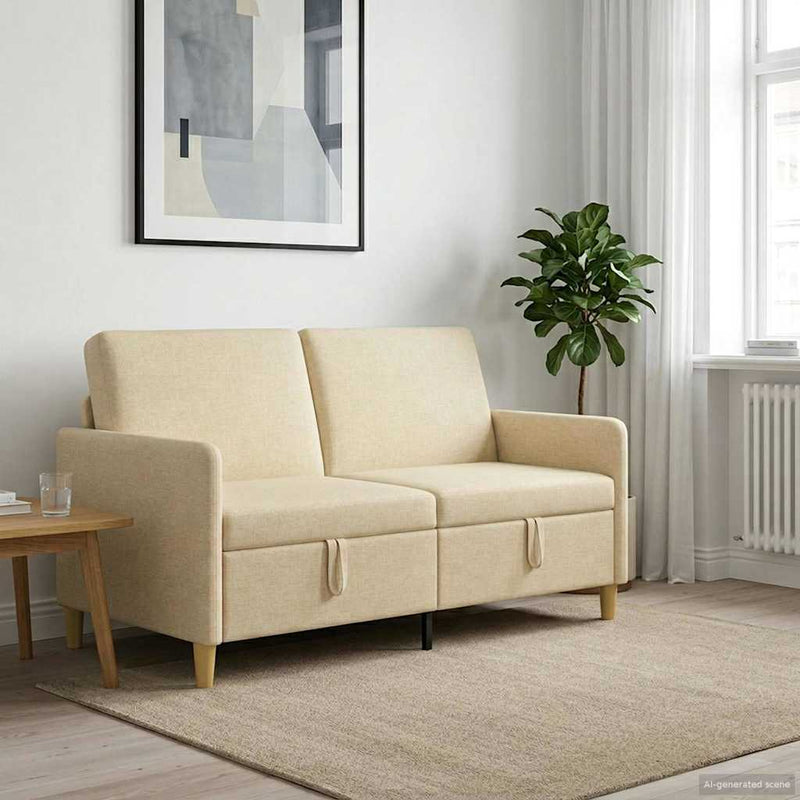 Sofa cu Spațiu de Depozitare Crem 152 x 78 x 87 cm Poliester