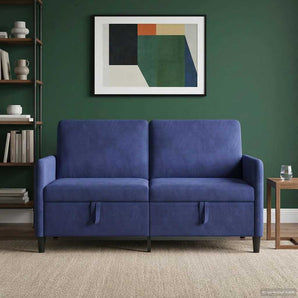 Sofa cu Spațiu de Depozitare Albastru Poliție 152 x 78 x 87 cm