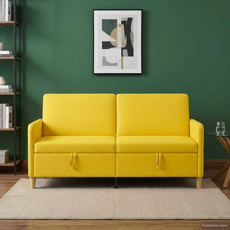 Sofa cu Spațiu de Depozitare Galben Deschis 172 x 78 x 87 cm
