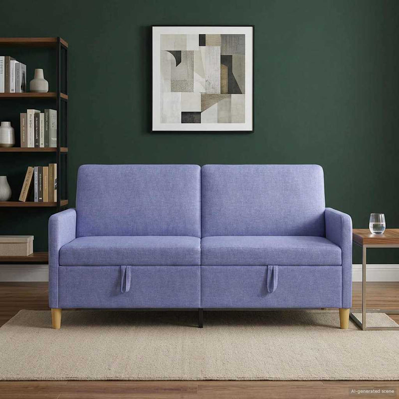 Sofa cu Spațiu de Depozitare Albastru Jeans 172 x 78 x 87 cm