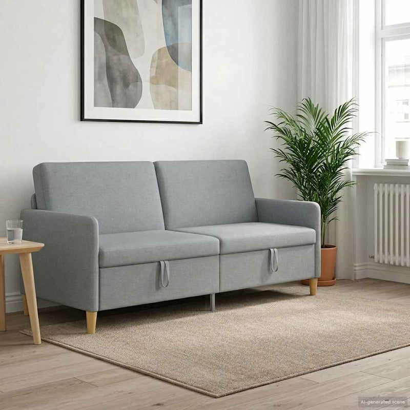 Sofa cu Spațiu de Depozitare Gri deschis 192 x 78 x 87 cm