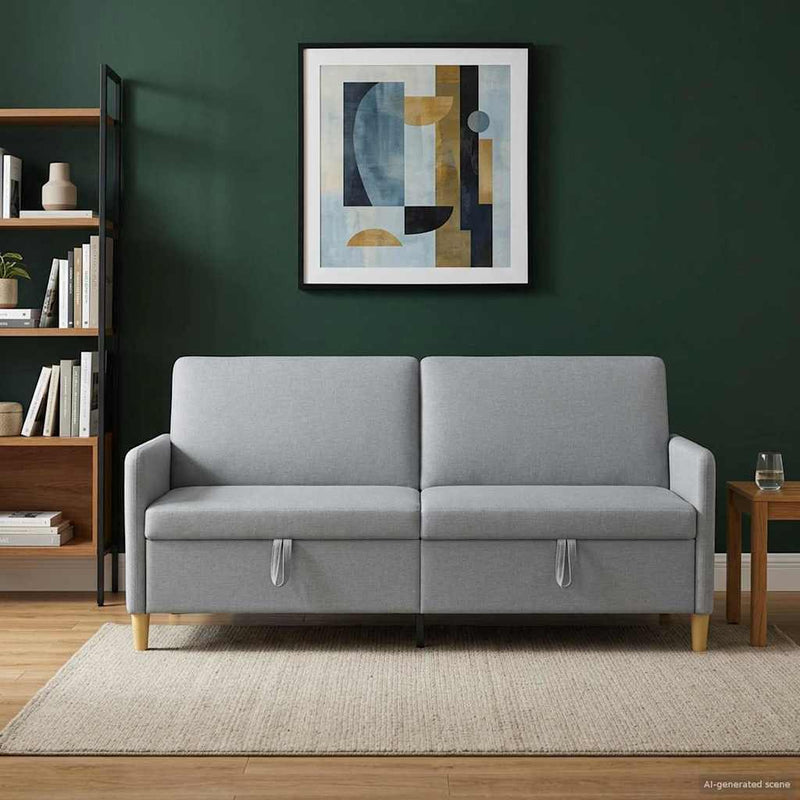 Sofa cu Spațiu de Depozitare Gri deschis 192 x 78 x 87 cm