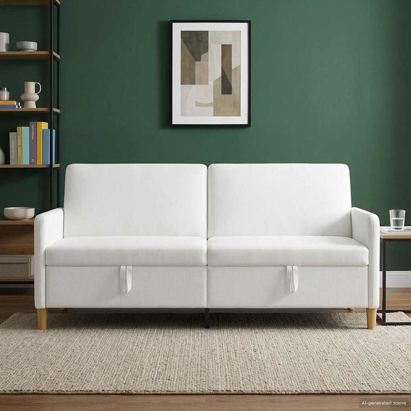 Sofa cu Spațiu de Depozitare Alb 192 x 78 x 87 cm Poliester