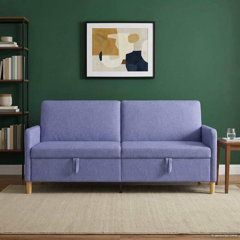 Sofa cu Spațiu de Depozitare Albastru Jeans 192 x 78 x 87 cm