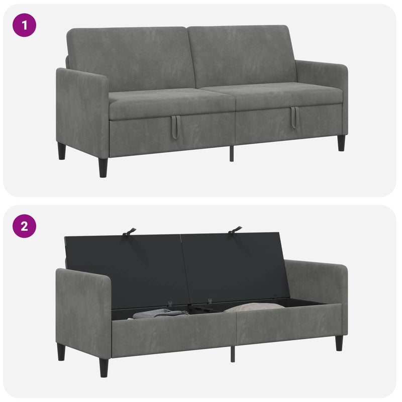 Sofa cu Spațiu de Depozitare Gri închis 192 x 78 x 87 cm
