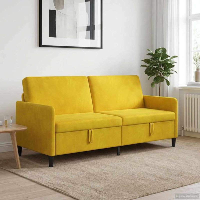Sofa cu Spațiu de Depozitare Galben 192 x 78 x 87 cm Poliester