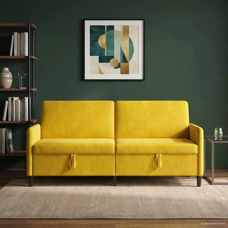 Sofa cu Spațiu de Depozitare Galben 192 x 78 x 87 cm Poliester