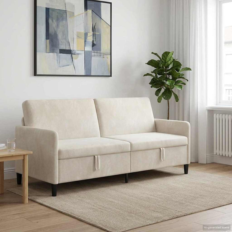 Sofa cu Spațiu de Depozitare Crem 192 x 78 x 87 cm Poliester