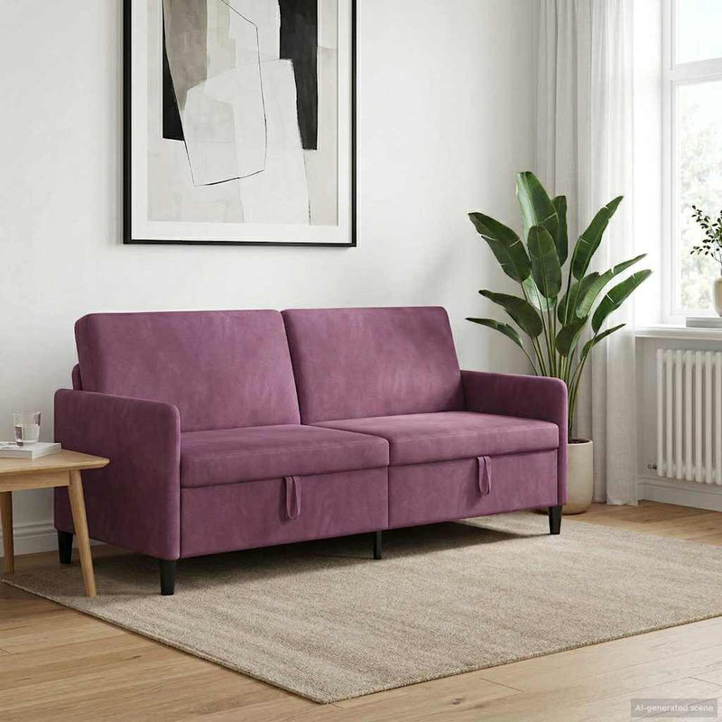 Sofa cu Spațiu de Depozitare Violet 192 x 78 x 87 cm Poliester