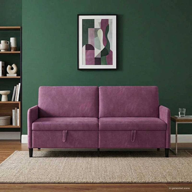 Sofa cu Spațiu de Depozitare Violet 192 x 78 x 87 cm Poliester