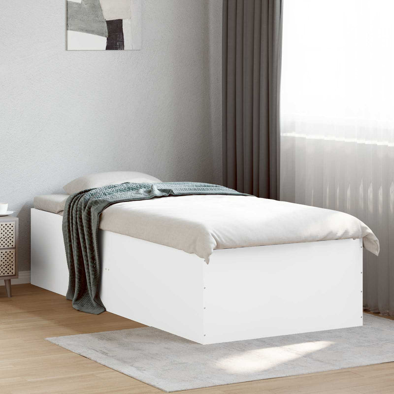 Cadru de pat la sol Alb 80 x 200 cm Lemn prelucrat