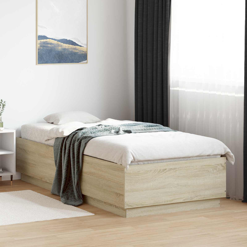 Cadru de pat cu LED Stejar Sonoma 80 x 200 cm Lemn prelucrat