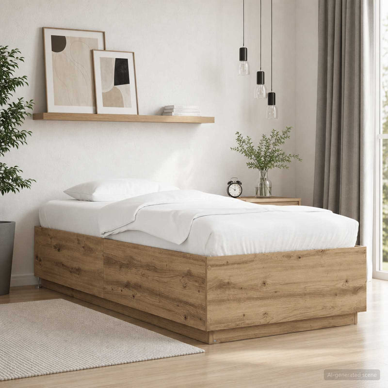 Cadru de pat cu LED Stejar artizanal 80 x 200 cm Lemn prelucrat