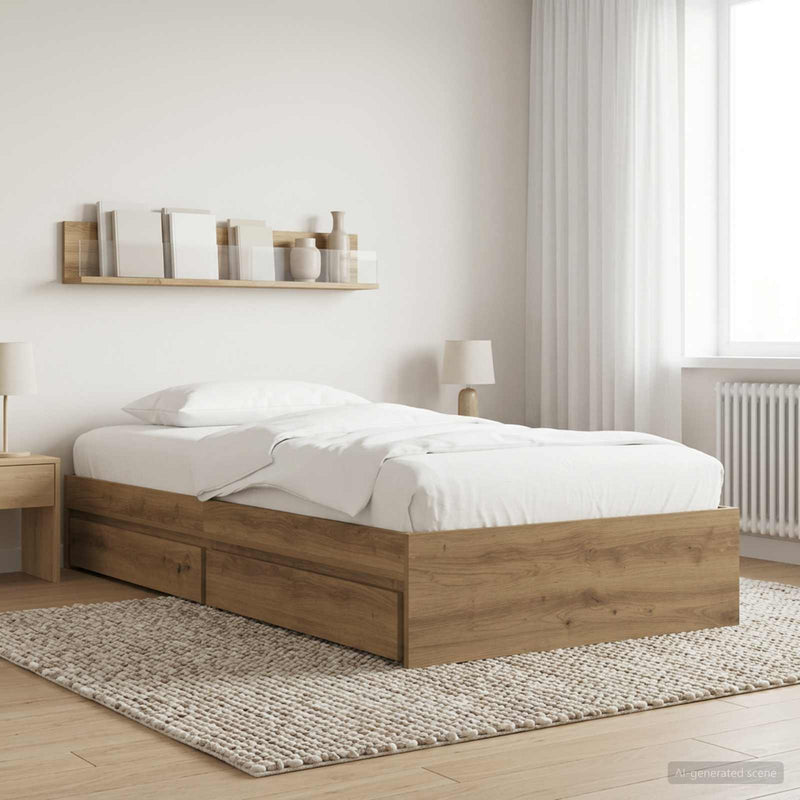 Cadru de pat cu depozitare Stejar artizanal 80 x 200 cm