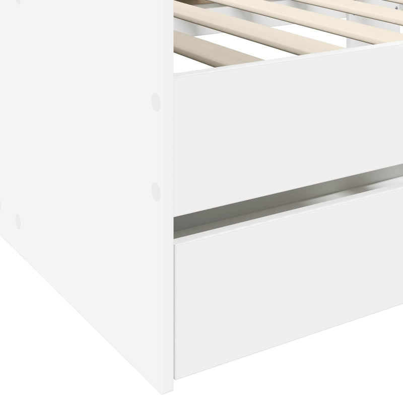 Daybed cu sertar cu raft cu headboard Alb Lemn prelucrat