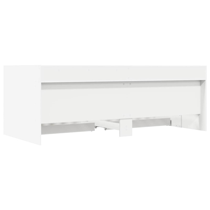 Daybed cu sertar cu raft cu headboard Alb Lemn prelucrat