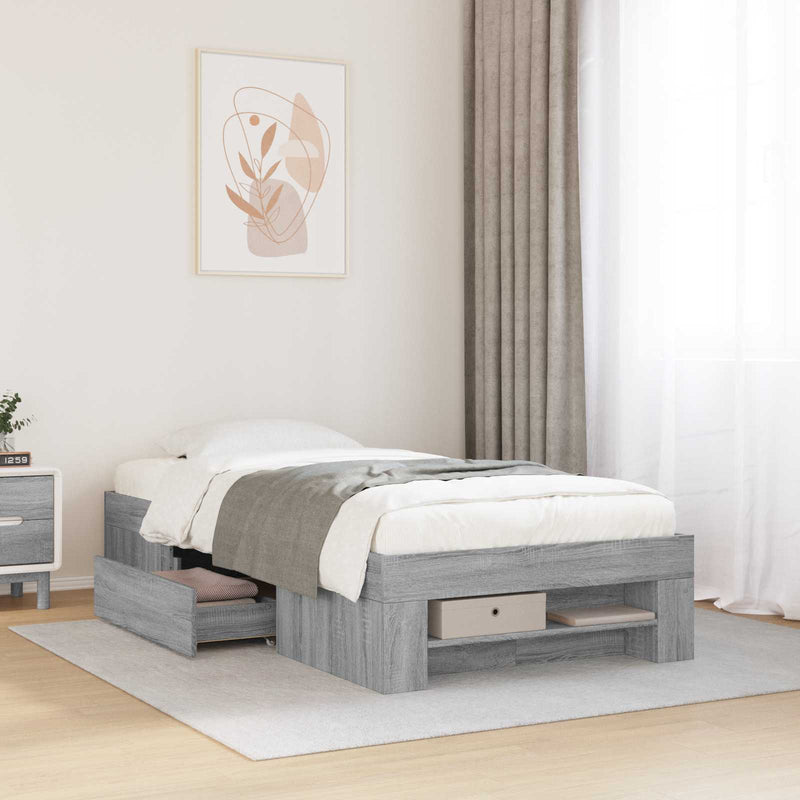 Cadru de pat cu depozitare cu sertar Sonoma gri 80 x 200 cm