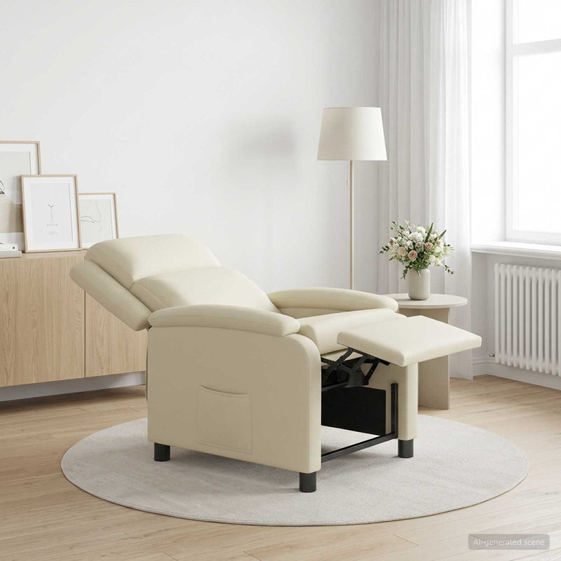 Fotoliu reclinabil Crem Piele artificială