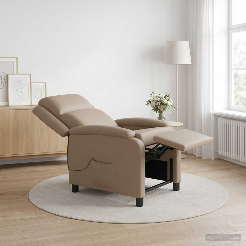 Reclinabil cu masaj Cappuccino Piele artificială