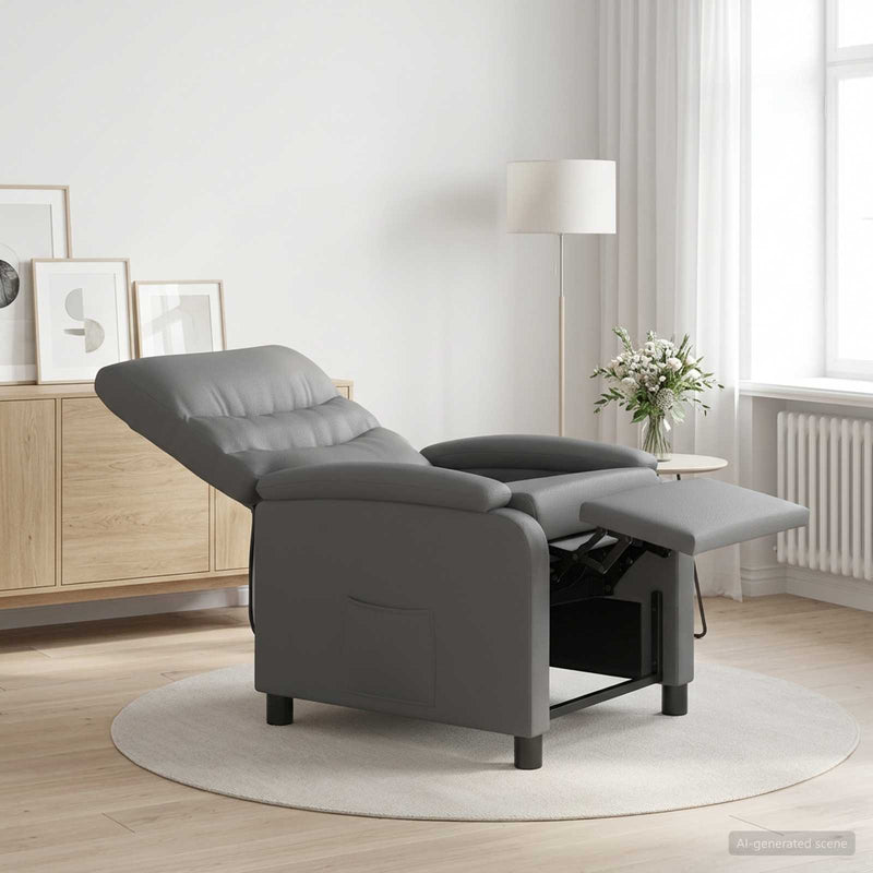 Fotoliu reclinabil Gri Piele artificială