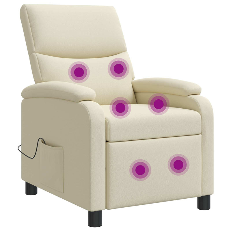 Reclinabil cu masaj Crem Piele artificială