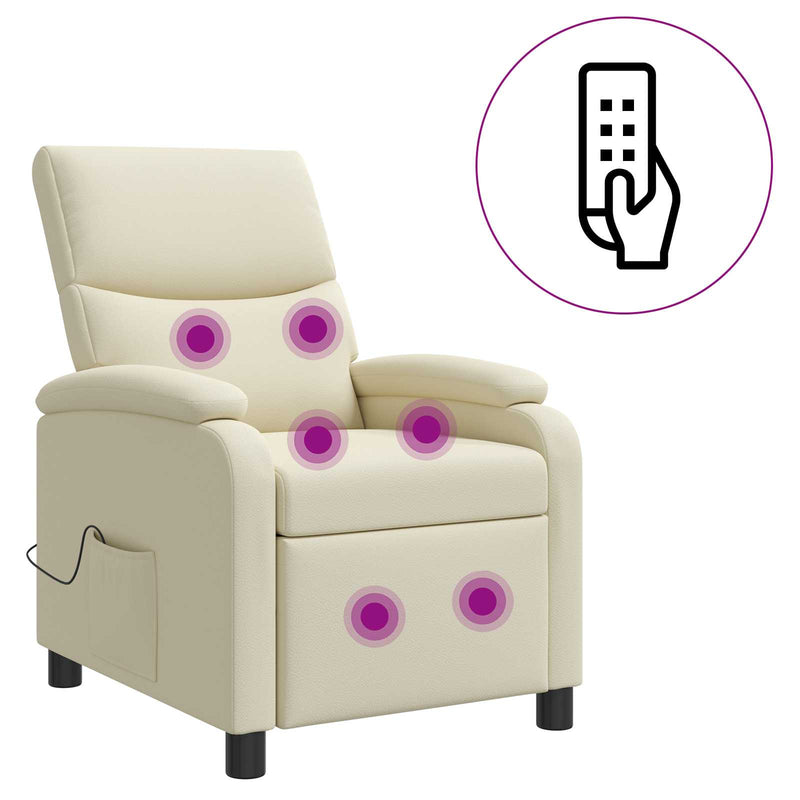 Reclinabil cu masaj Crem Piele artificială