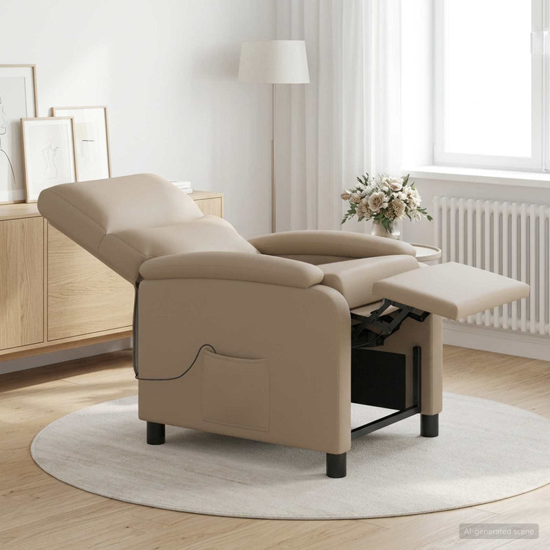 Reclinabil cu masaj Cappuccino Piele artificială