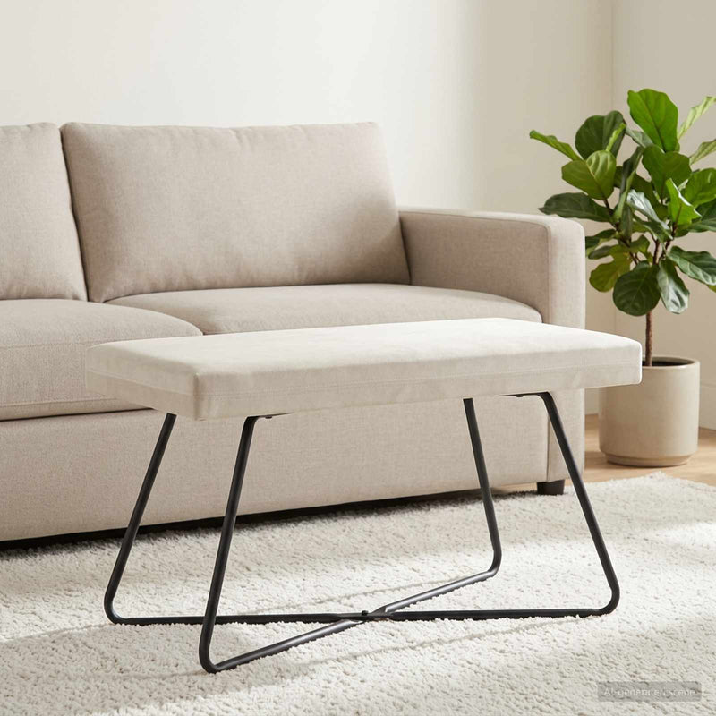 bancă Crem 80 x 40 x 45 cm Catifea
